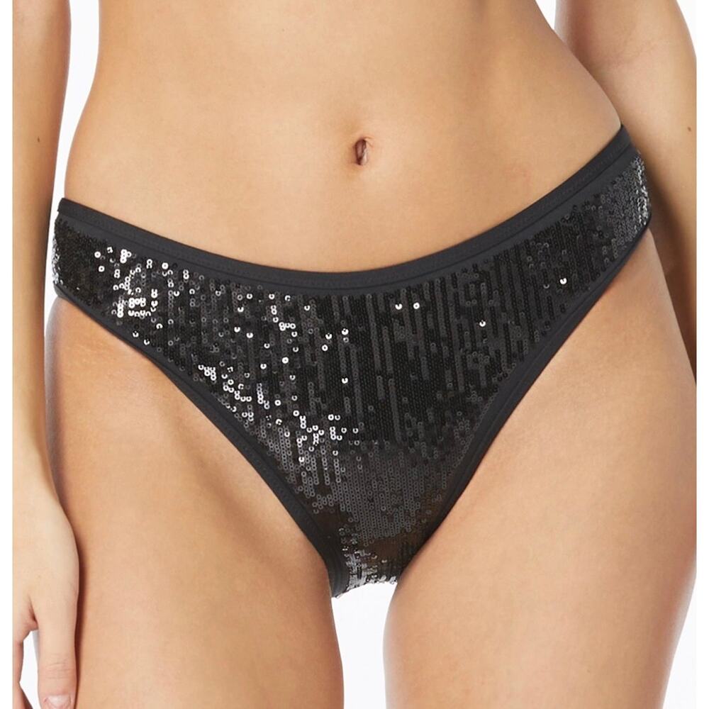 Vince Camuto Black Sequin Hipster Bikini Swim Bottom XS NWT